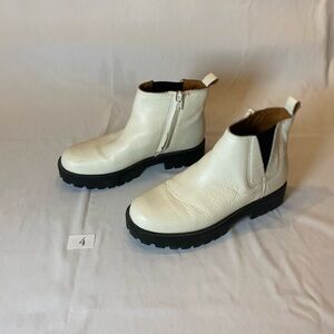 zodiac cream/white lug sole ankle boots